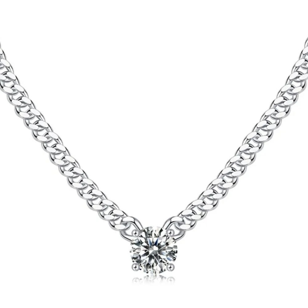 Certified Cuban Style Chain with Moissanite Pendant